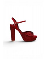 20101 Women Evening Platforms Slingback High Heels in Maroon